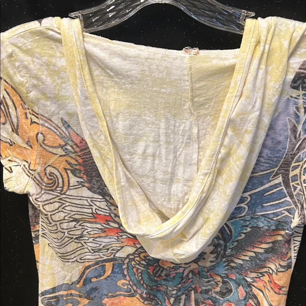 Embellished V-Neck Graphic Hoodie Tee - Picture 8 of 13